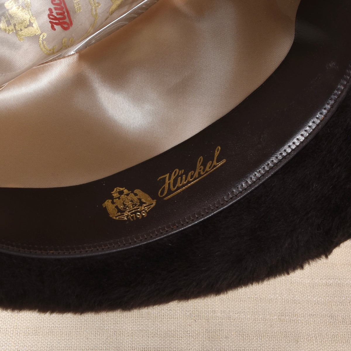 Vintage Hückel Langhaar Fellfilz Trilby Hut Gr. 55 - Schokobraun