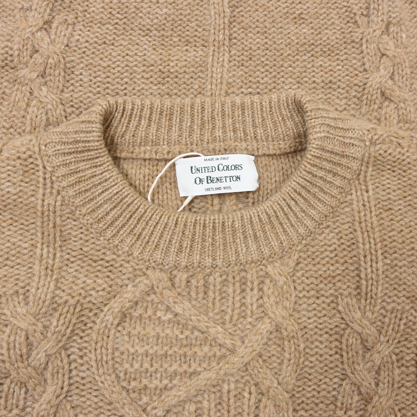 Benetton x2 Shetland Wool Sweaters Size XL/54 Chest ca. 62-63cm - Grey?Tan