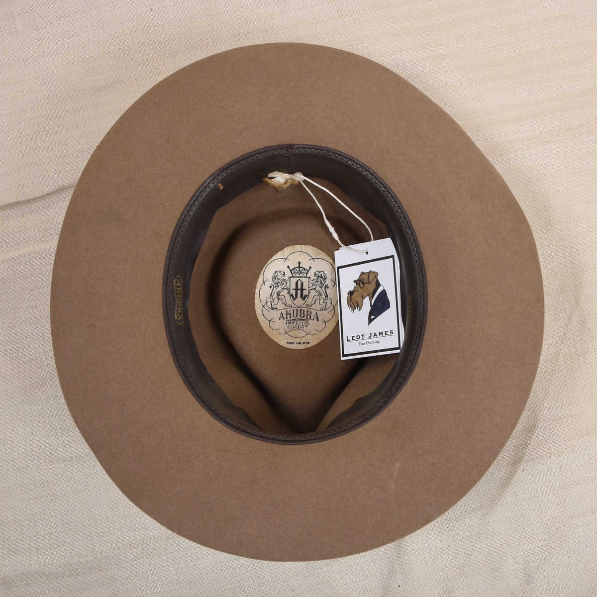 Vintage Akubra Snowy River Fellfilz Hut Made in Australien ca. Gr. 58 - Grau-Braun/Tan