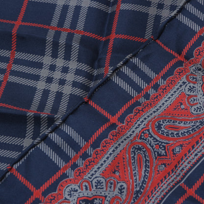 Burberrys 100% Silk Pocket Square - Navy Novacheck