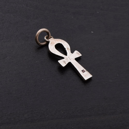 Vintage 800 Silber Ägypten Ankh Kreuz Charm/Anhänger ca. 2cm