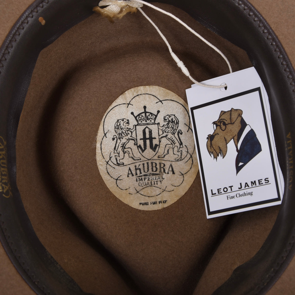 Vintage Akubra Snowy River Fellfilz Hut Made in Australien ca. Gr. 58 - Grau-Braun/Tan