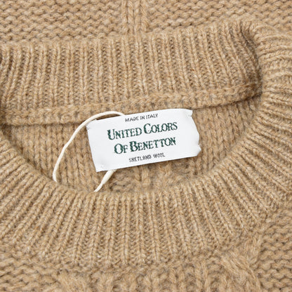 Benetton x2 Shetland Wool Sweaters Size XL/54 Chest ca. 62-63cm - Grey?Tan