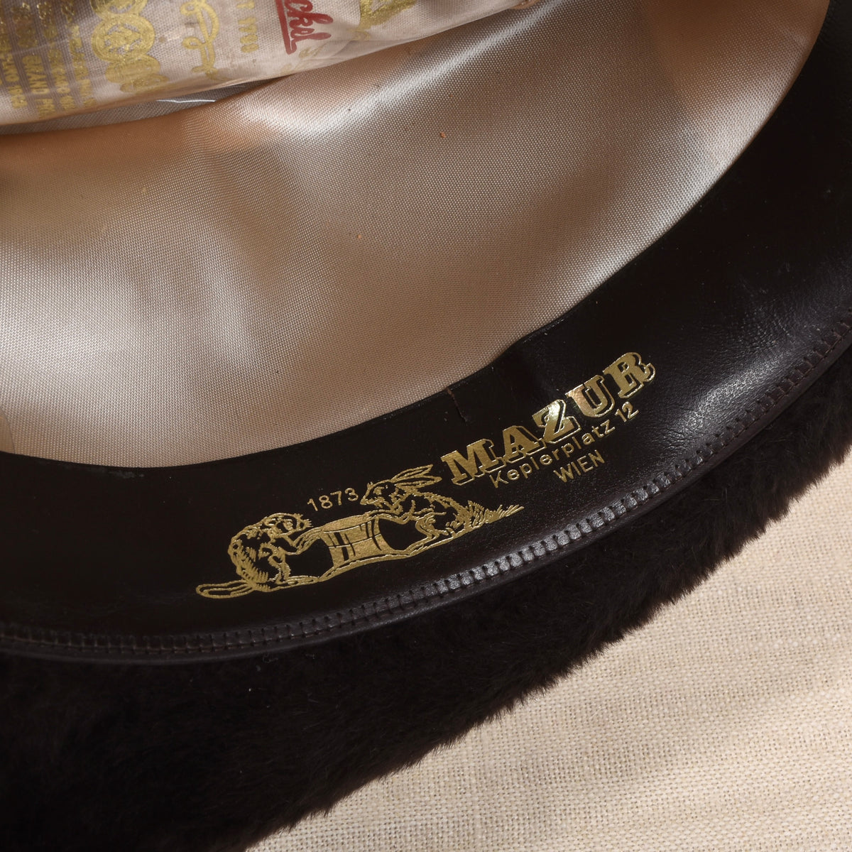 Vintage Hückel Langhaar Fellfilz Trilby Hut Gr. 55 - Schokobraun