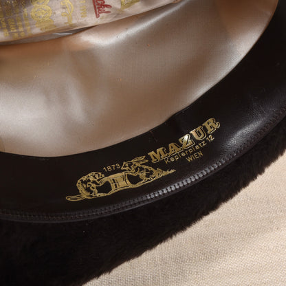 Vintage Hückel Langhaar Fellfilz Trilby Hut Gr. 55 - Schokobraun