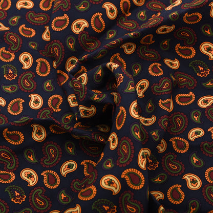 Classic Vintage Seide Einstecktuch 30,5 cm  Made in Italy - Marineblau/Orange  Paisley