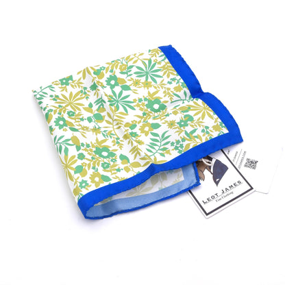 Classic Seide Einstecktuch 31x31 cm Made in Italy  - Blau/Grün