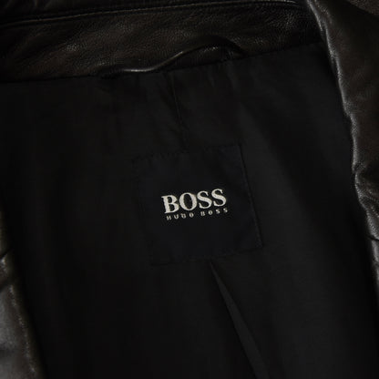 Hugo Boss Lambskin Leather Jacket Size 52 - Black