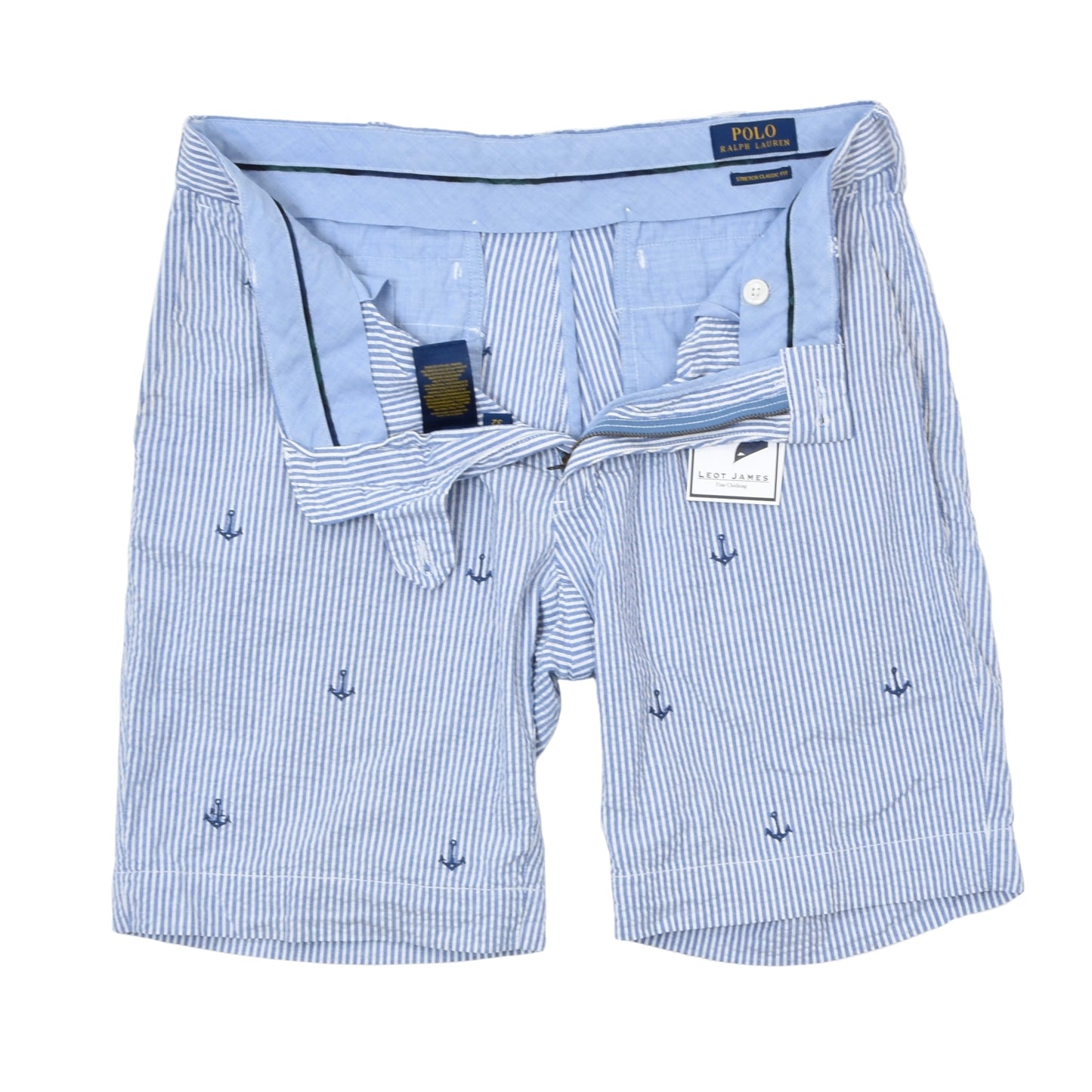 Polo Ralph Lauren Seersucker Shorts Size 32 - Blue/White Anchor