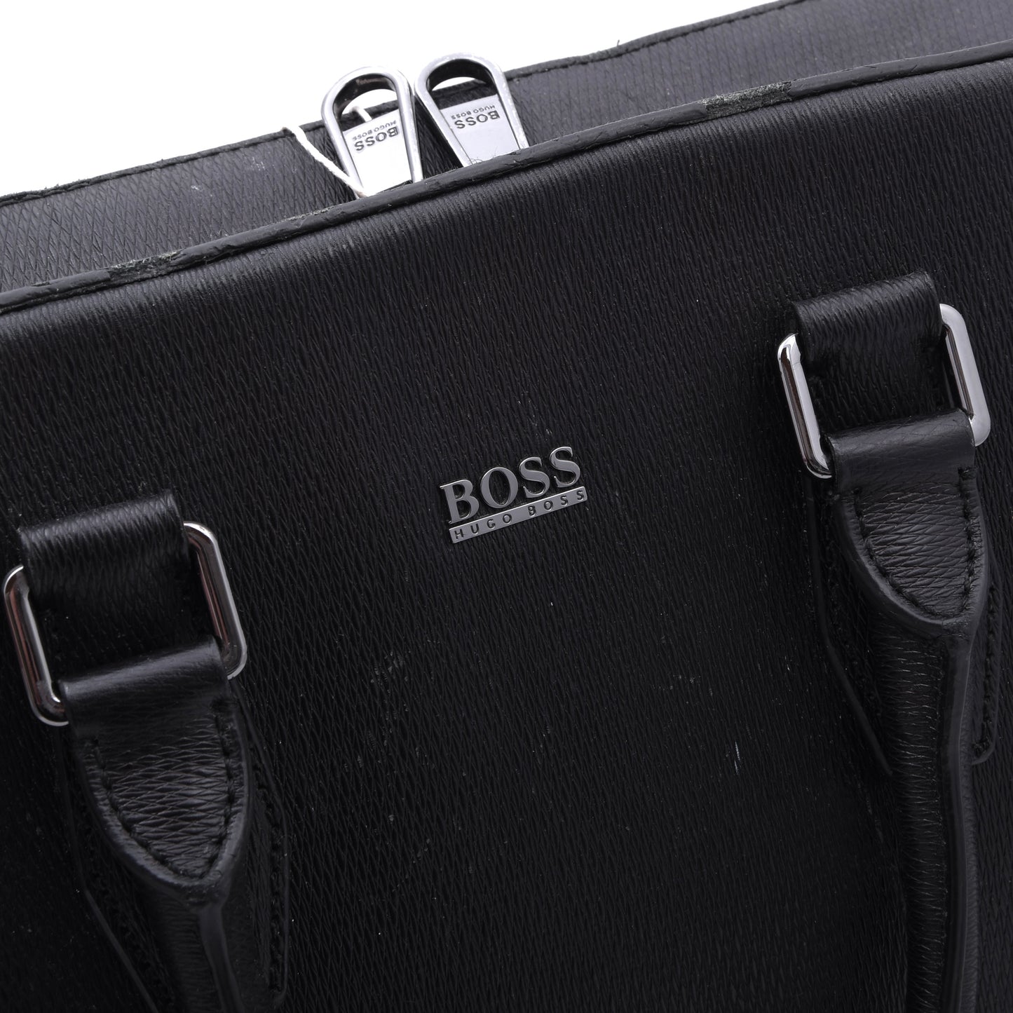Hugo Boss Ledertasche/Laptop-Tablet-Tasche ca. 40cm - Schwarz