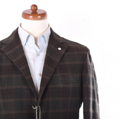 L.B.M. 1911 Unstructured Cotton Jacket Size 50 ca. 52.5cm - Plaid