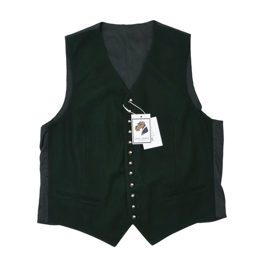 Allwerk Wool-Blend Trachten Vest Size 52 ca. 55.5cm - Green