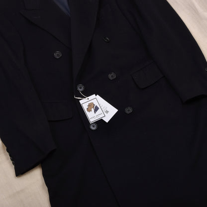 Odermark for Hirmer Double-Breasted Wool-Cashmere  Peak Lapel Overcoat Feat. Loro Piana Fabric - Navy Blue