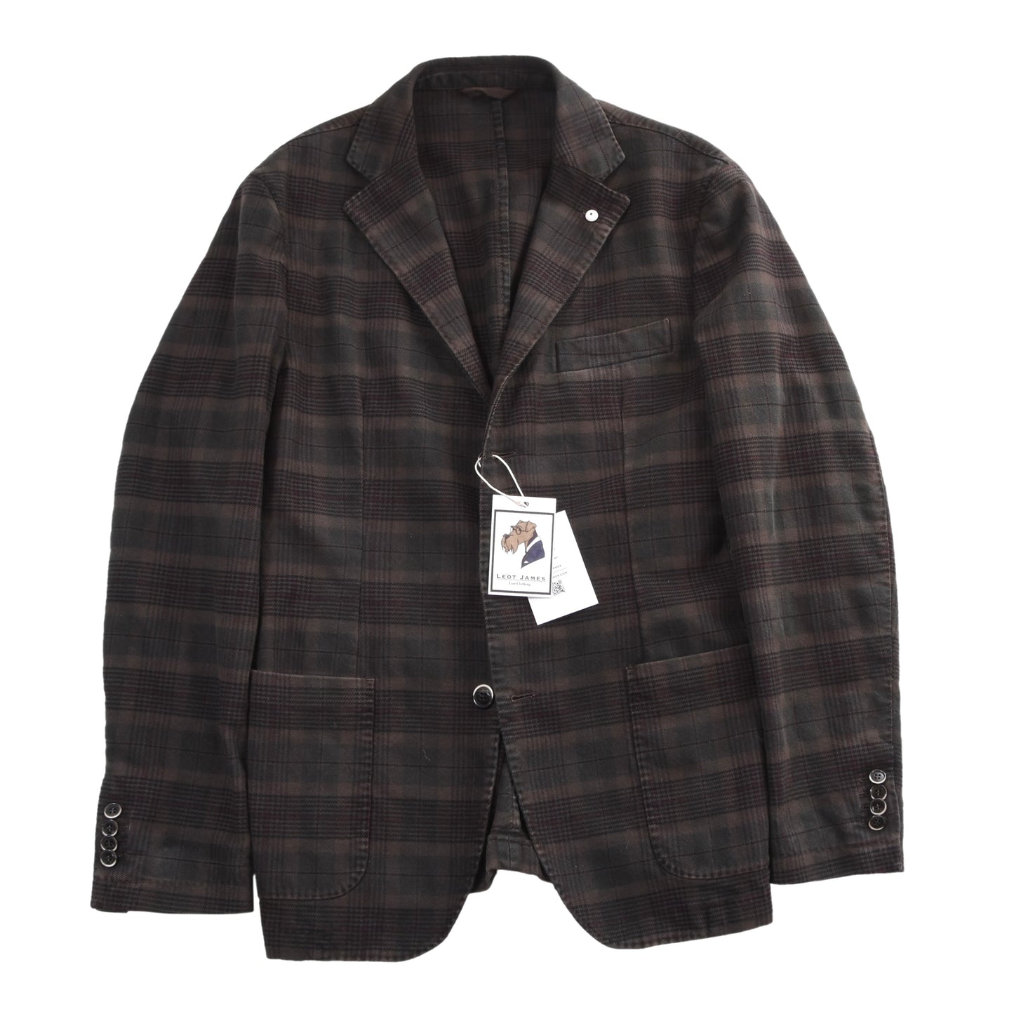 L.B.M. 1911 Unstructured Cotton Jacket Size 50 ca. 52.5cm - Plaid