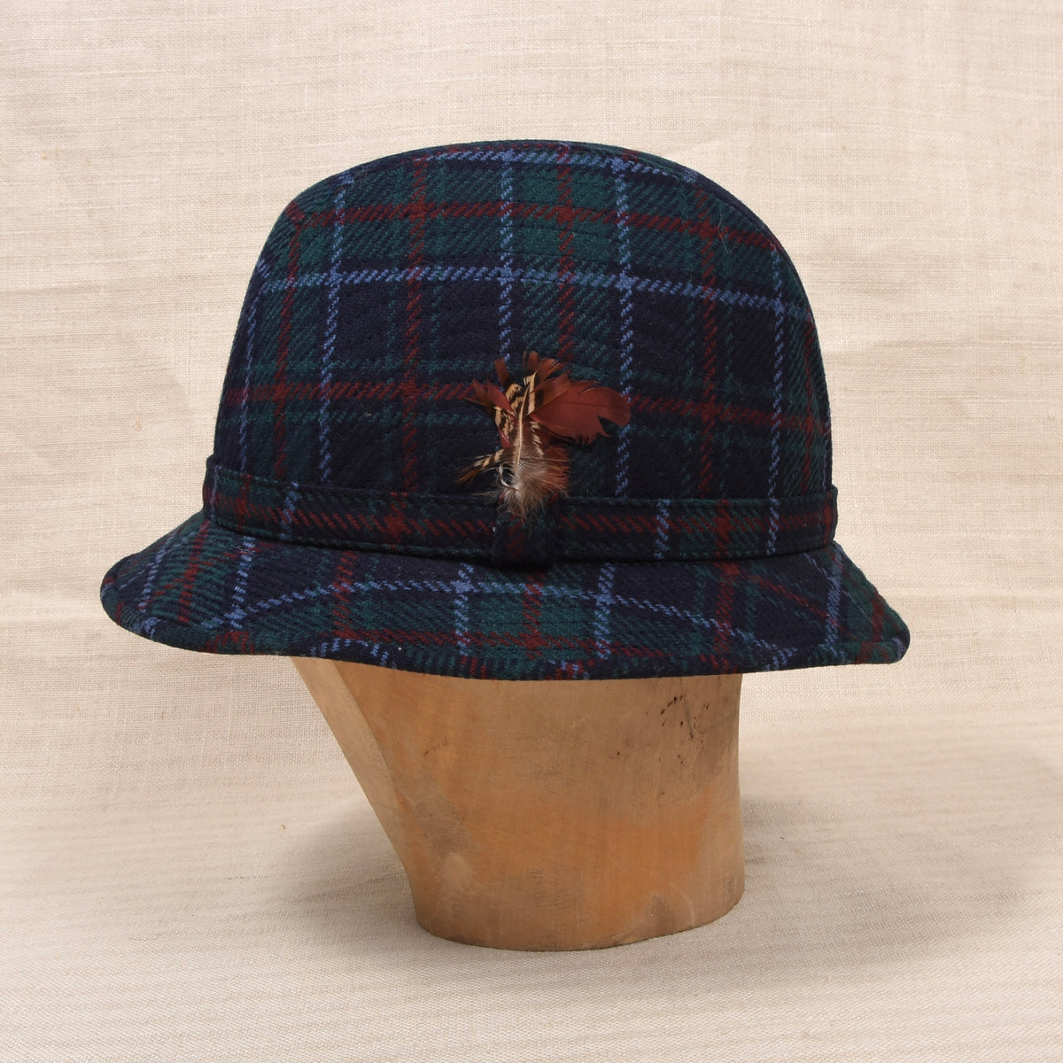 Vintage DAKS London Wolle Ghillie/Bucket Hut Gr. M - Tartan
