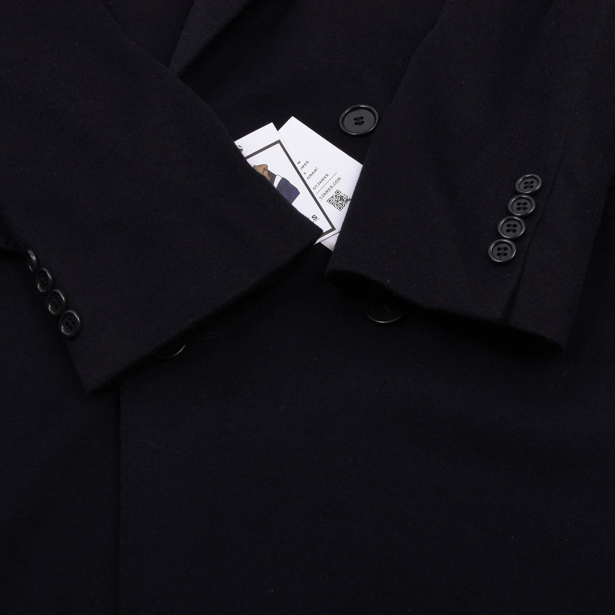 Odermark for Hirmer Double-Breasted Wool-Cashmere  Peak Lapel Overcoat Feat. Loro Piana Fabric - Navy Blue