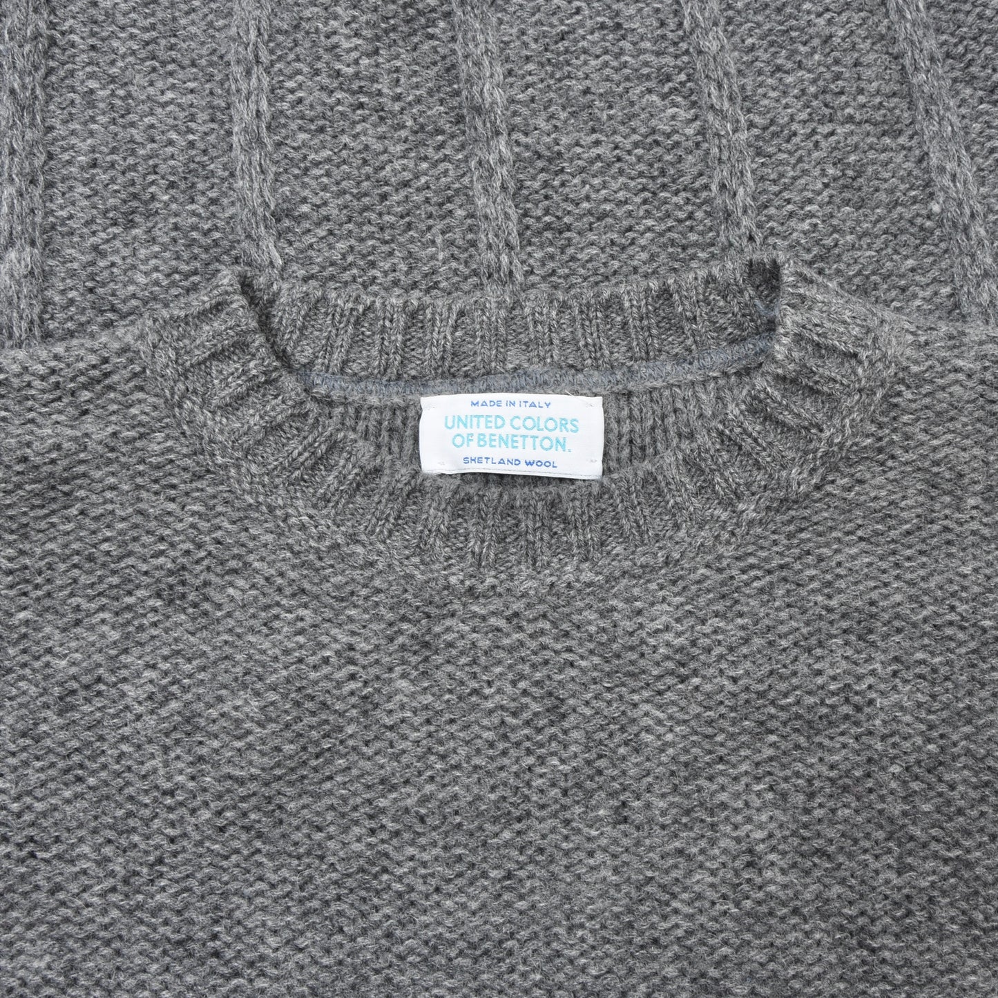 Benetton x2 Shetland Wool Sweaters Size XL/54 Chest ca. 62-63cm - Grey?Tan