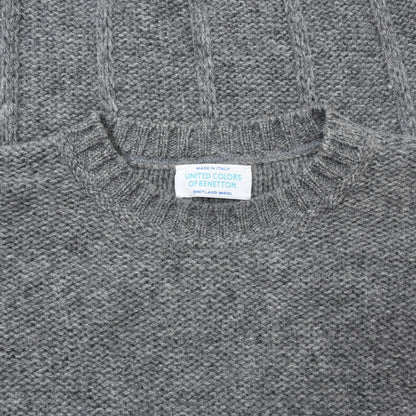 Benetton x2 Shetland Wool Sweaters Size XL/54 Chest ca. 62-63cm - Grey?Tan