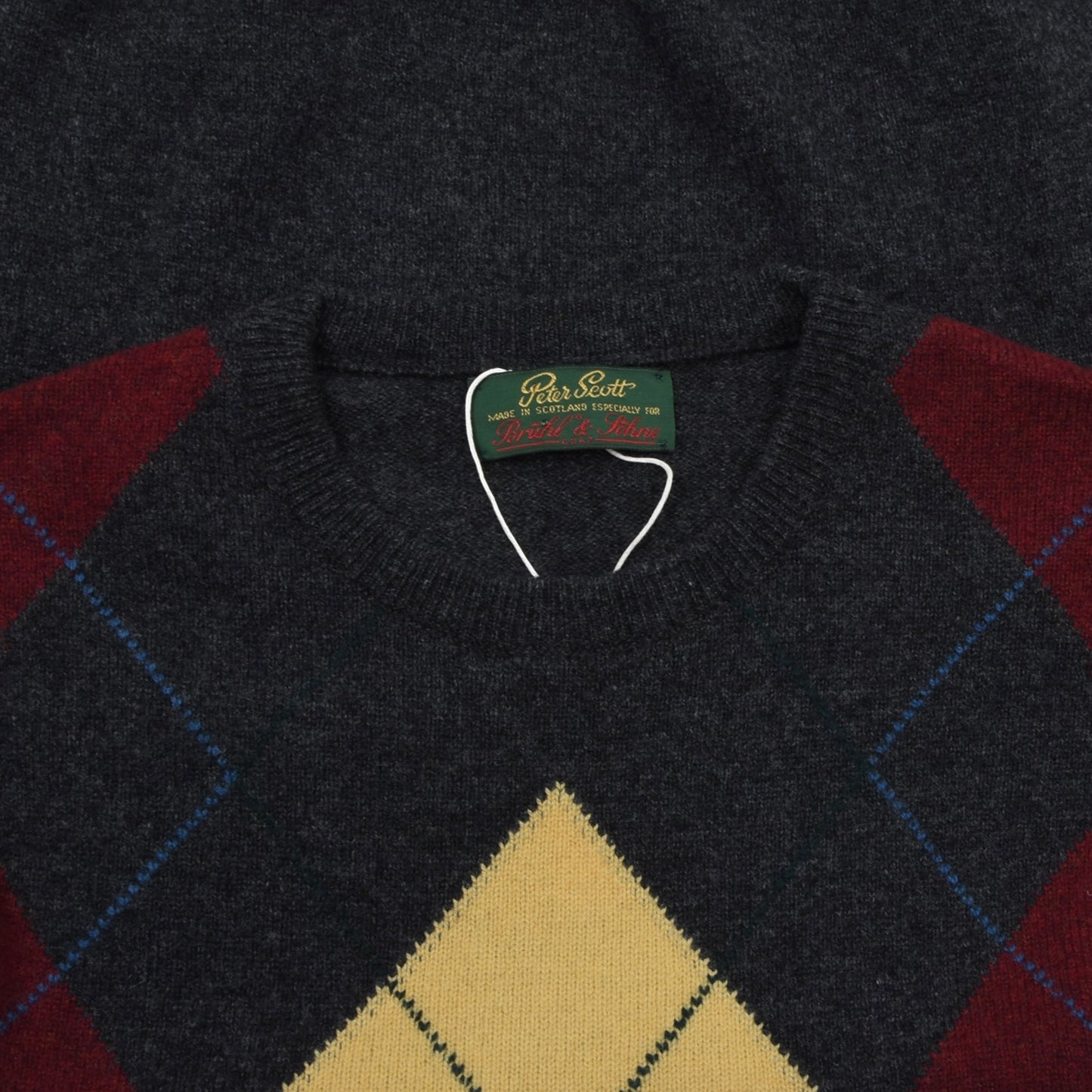 Peter Scott Wool Sweater Size UK40 Chest ca. 55cm - Grey Argyle
