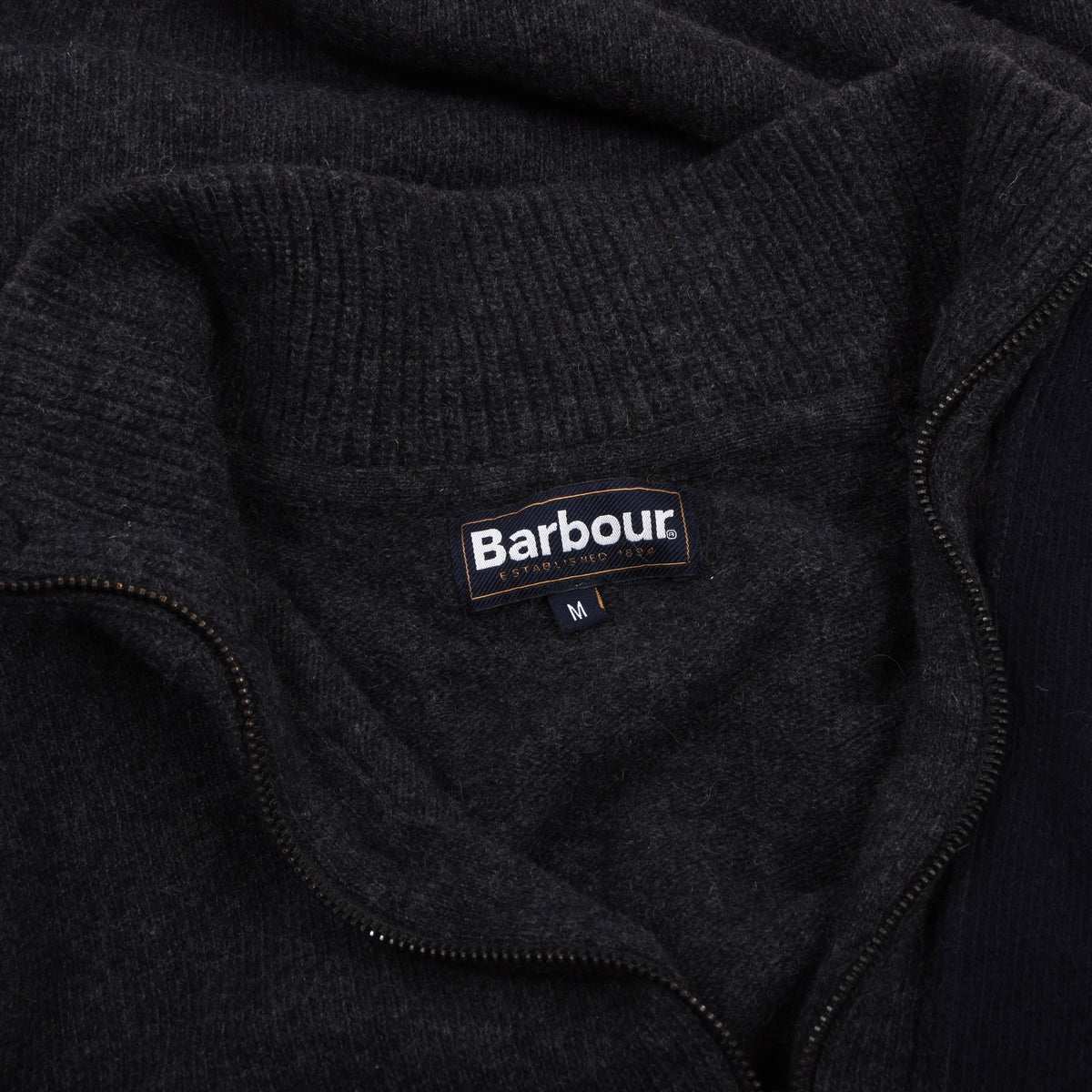 Barbour Essential Strickjacke aus Wolle Größe M - Grau