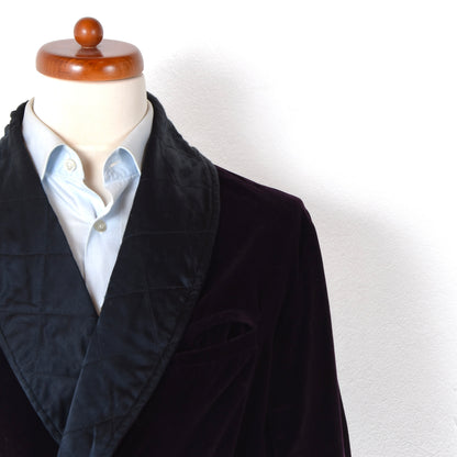 Vintage Palmers Velvet Smoking Jacket/Robe - Aubergine/Eggplant