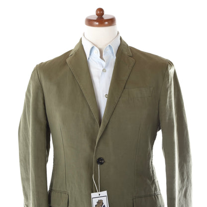 Burberry London Cotton-Linen Jacket Size 48 ca. 51cm - Khaki