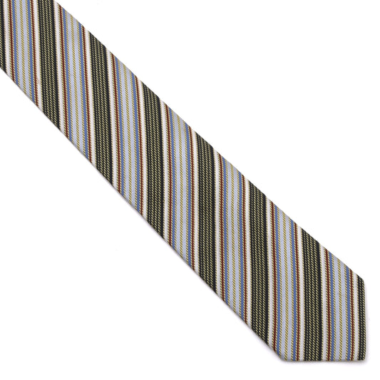 Ermenegildo Zegna Silk-Cotton Tie Made in Italy - Stripes