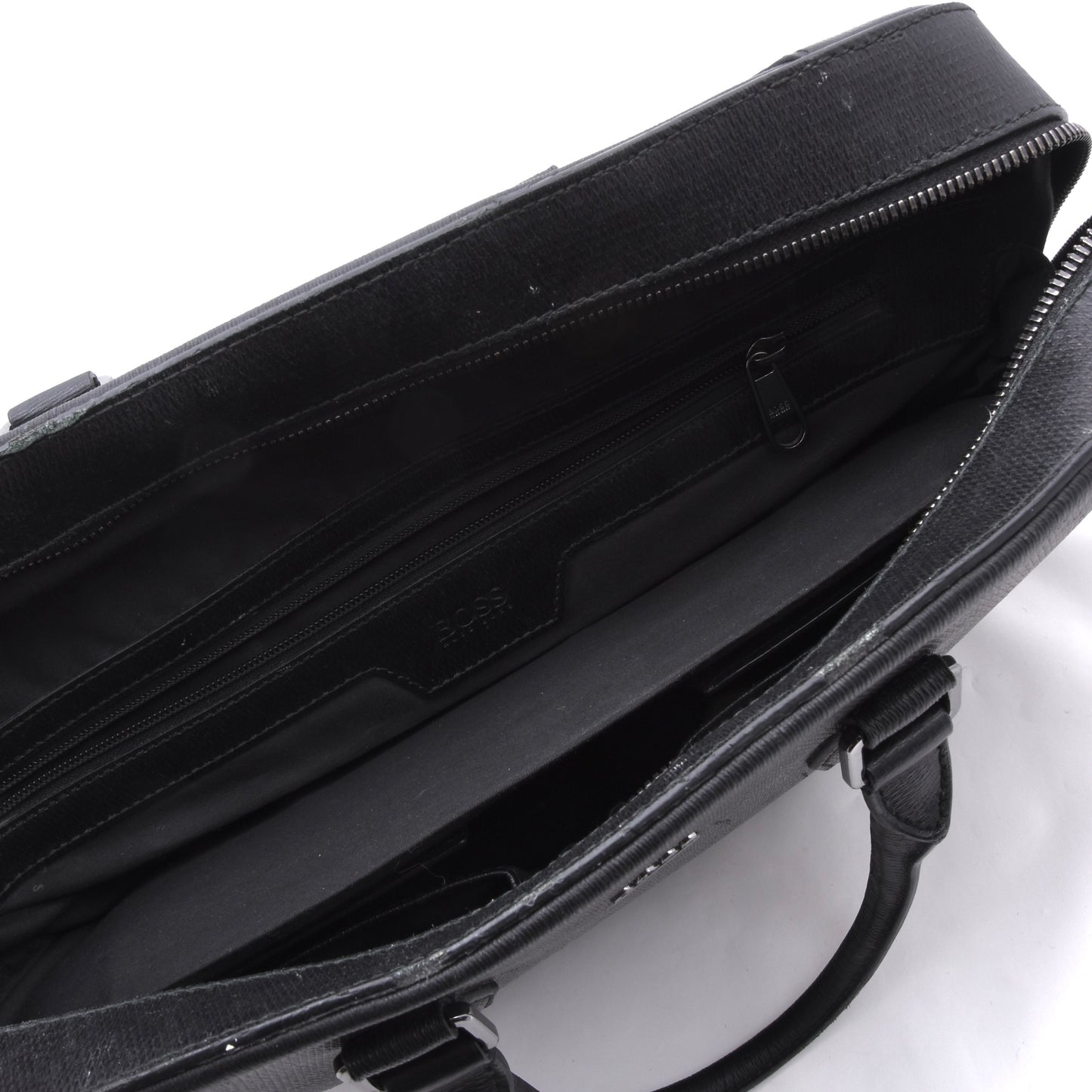 Hugo Boss Ledertasche/Laptop-Tablet-Tasche ca. 40cm - Schwarz