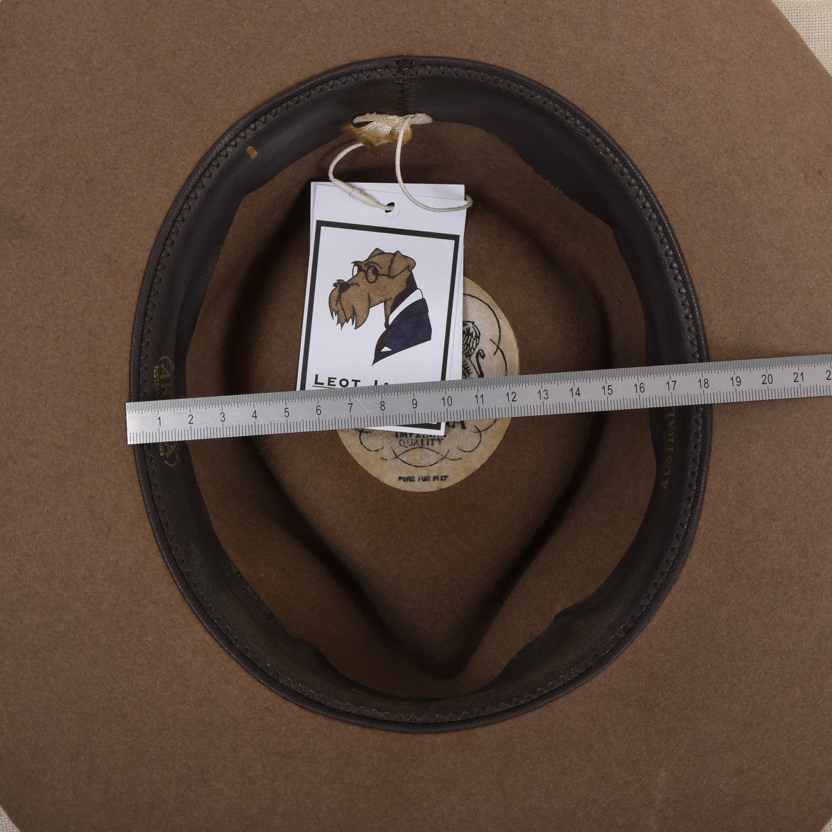 Vintage Akubra Snowy River Fellfilz Hut Made in Australien ca. Gr. 58 - Grau-Braun/Tan