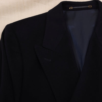 Odermark for Hirmer Double-Breasted Wool-Cashmere  Peak Lapel Overcoat Feat. Loro Piana Fabric - Navy Blue