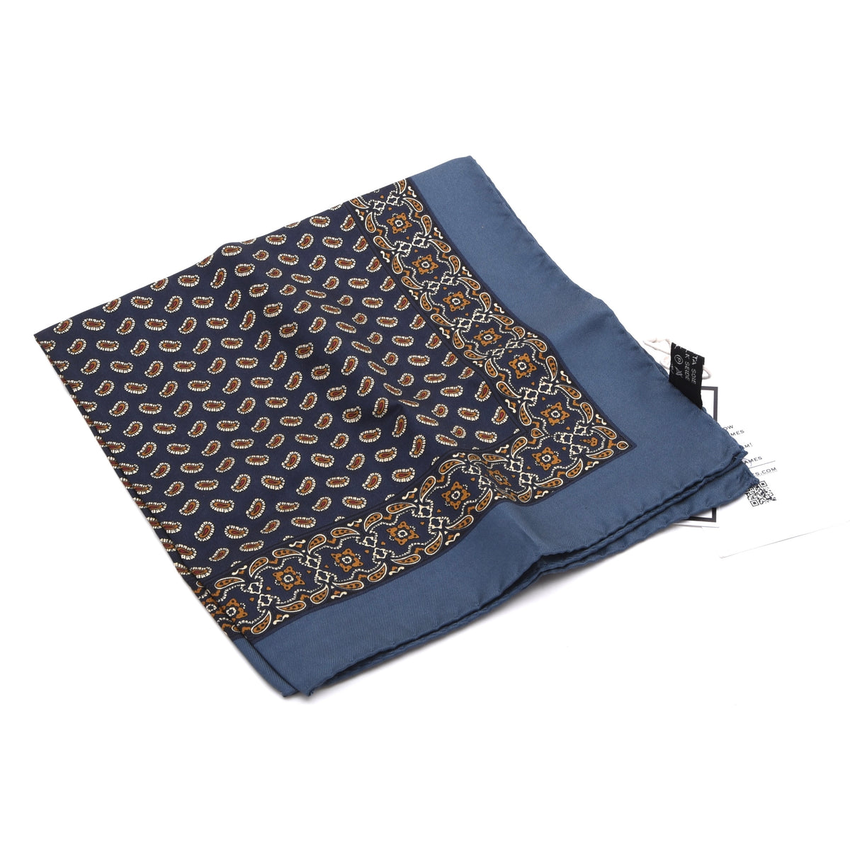 Classic Silk Pocket Square 42.5cm x 42.5cm - Navy Paisley