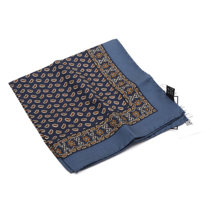 Classic Silk Pocket Square 42.5cm x 42.5cm - Navy Paisley
