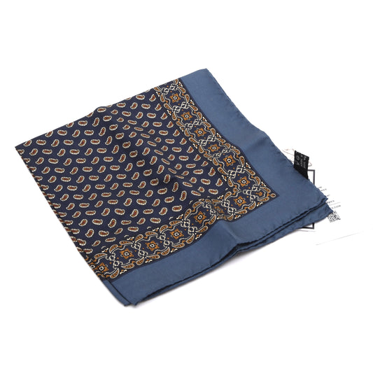 Klassik Seide Einstecktuch 42,5cm x 42,5cm - Marineblau Paisley