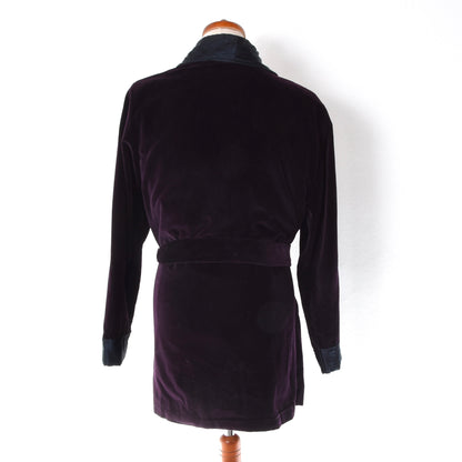 Vintage Palmers Velvet Smoking Jacket/Robe - Aubergine/Eggplant