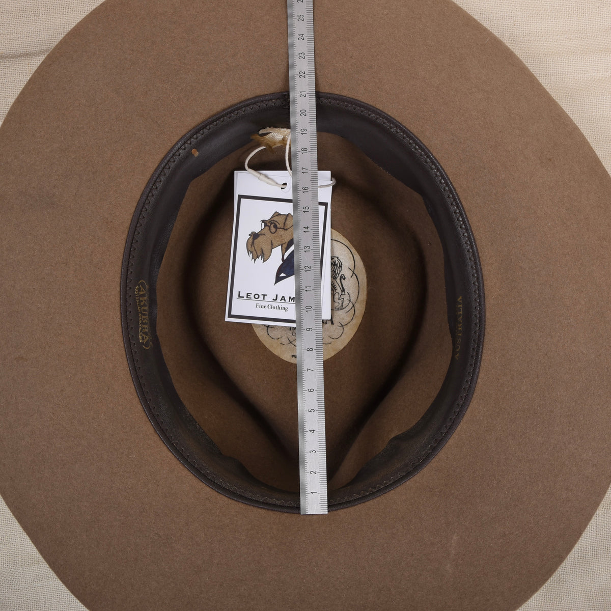 Vintage Akubra Snowy River Fellfilz Hut Made in Australien ca. Gr. 58 - Grau-Braun/Tan