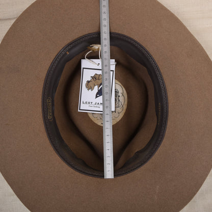 Vintage Akubra Snowy River Fellfilz Hut Made in Australien ca. Gr. 58 - Grau-Braun/Tan