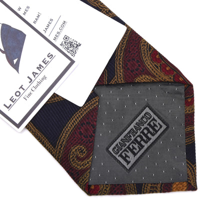 Vintage Gianfranco Ferré Silk Tie Made in Italy - Navy Paisley
