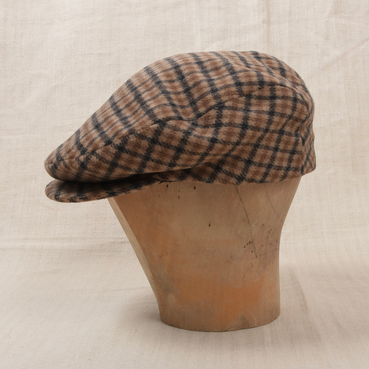 Vintage Kamelhaar-Wolle Schiebermütze Gr. 59 - Plaid