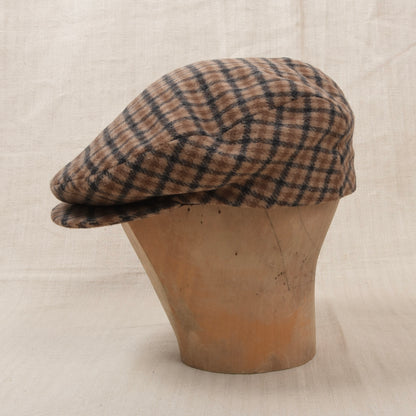 Vintage Kamelhaar-Wolle Schiebermütze Gr. 59 - Plaid