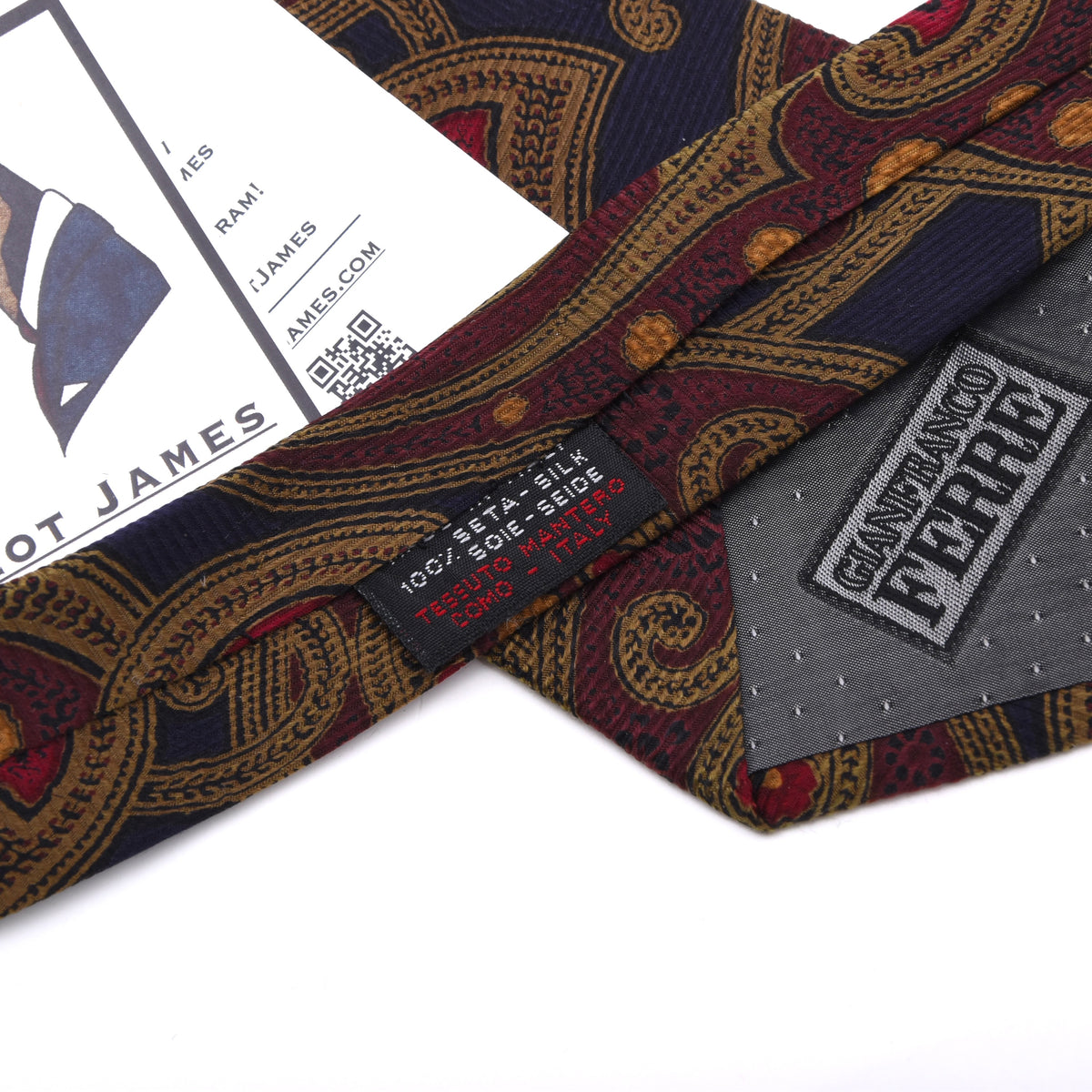 Vintage Gianfranco Ferré Silk Tie Made in Italy - Navy Paisley
