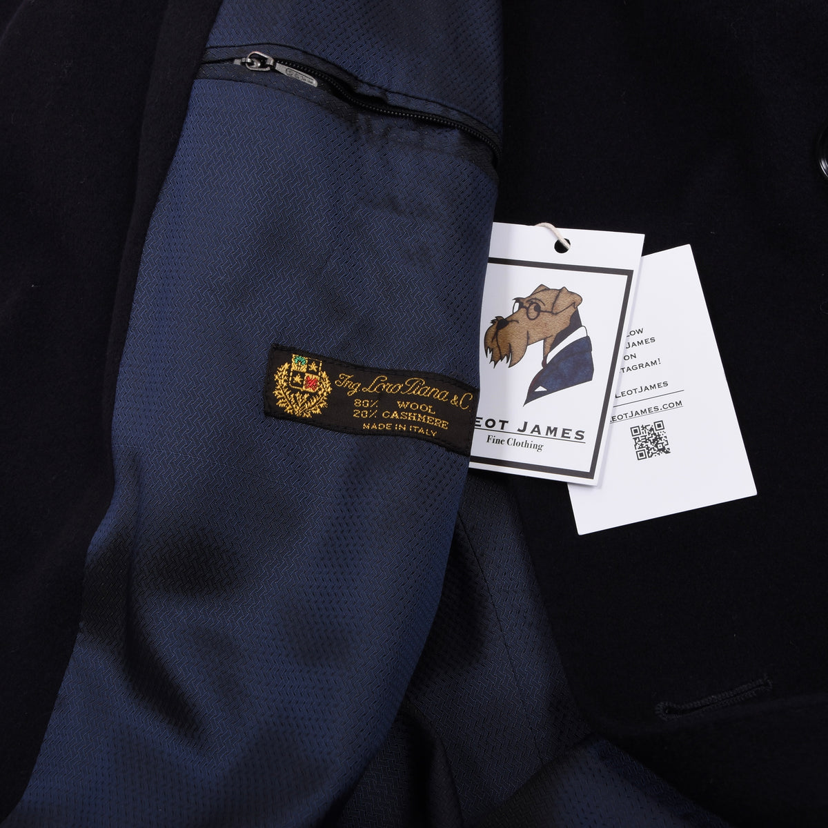 Odermark for Hirmer Double-Breasted Wool-Cashmere  Peak Lapel Overcoat Feat. Loro Piana Fabric - Navy Blue