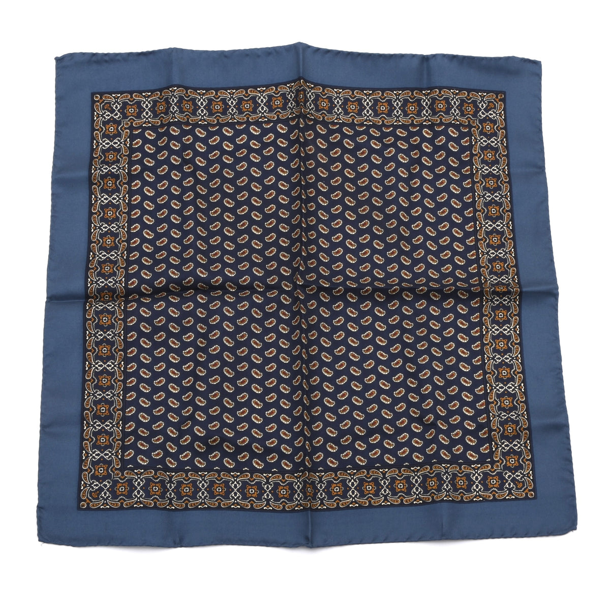 Classic Silk Pocket Square 42.5cm x 42.5cm - Navy Paisley