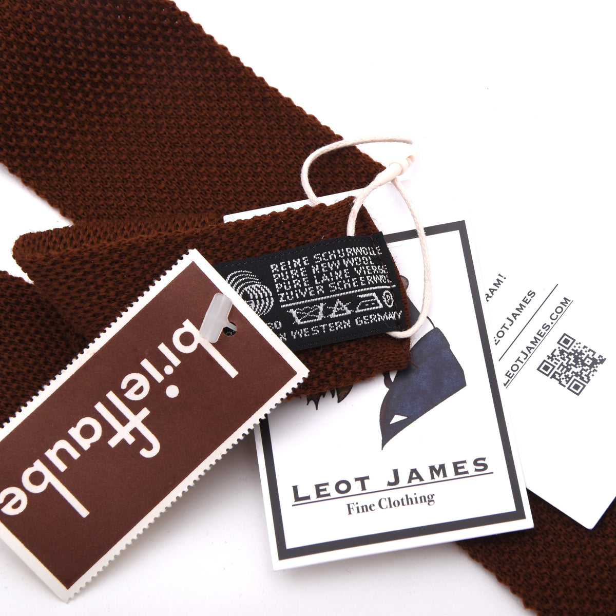 NOS Brieftaube 100% Wool Knit Tie W. Germany - Rust Brown
