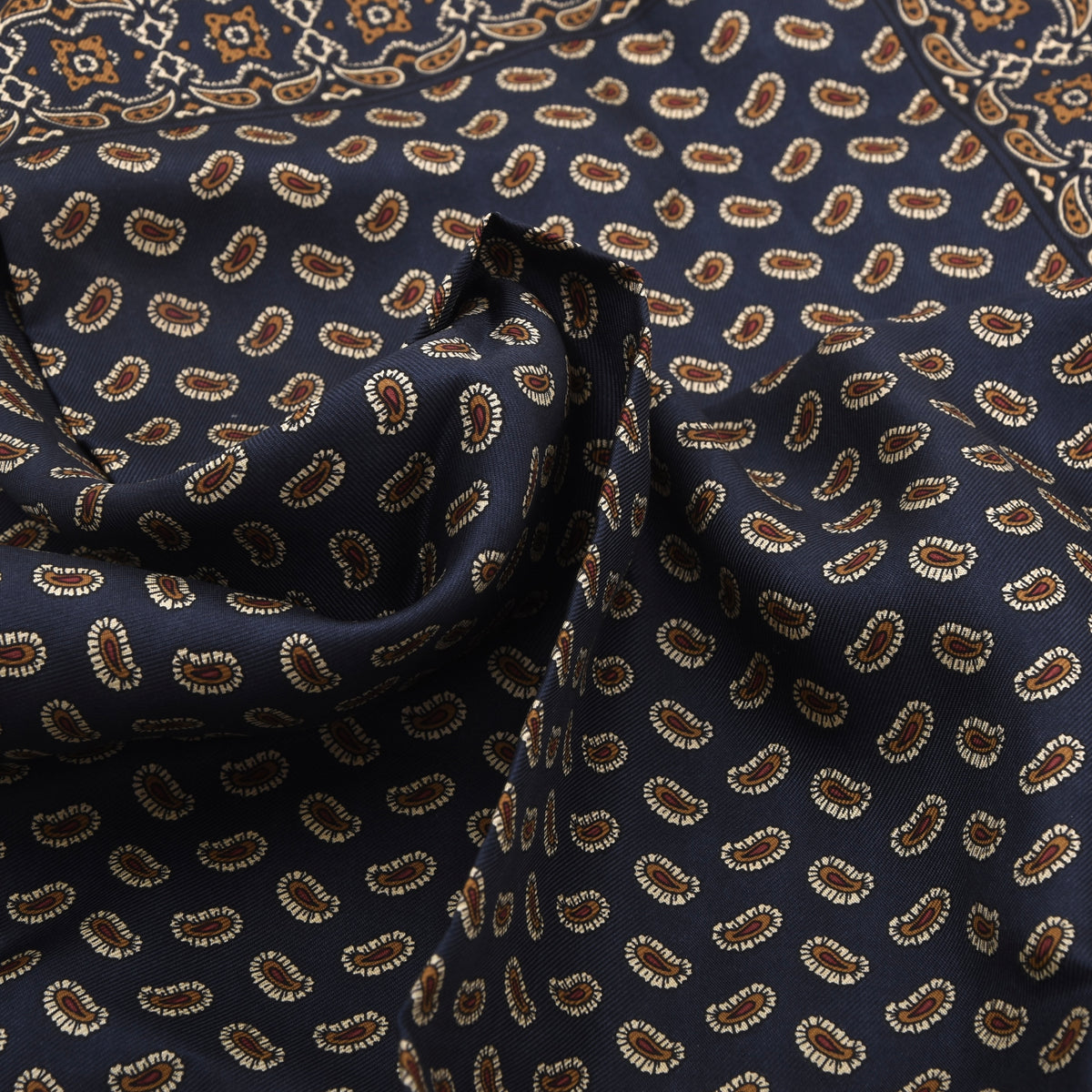Classic Silk Pocket Square 42.5cm x 42.5cm - Navy Paisley