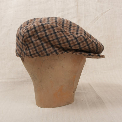 Vintage Kamelhaar-Wolle Schiebermütze Gr. 59 - Plaid