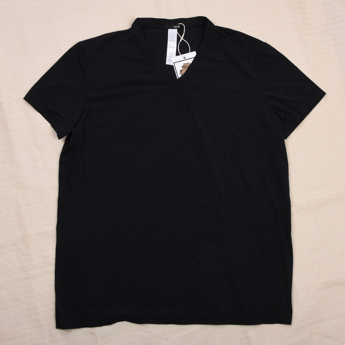HOM Stretch V-Neck T-Shirt Größe XL - Schwarz