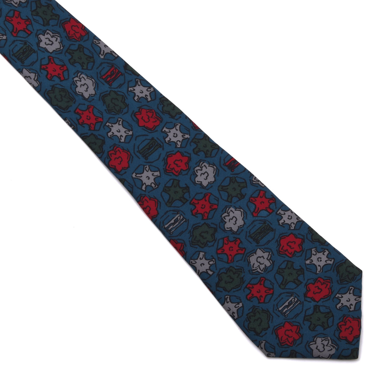 Laguna Ancient Madder Silk Tie Made in France - Blue/Red/Green