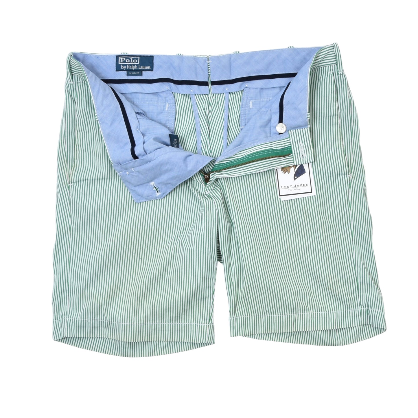 Polo Ralph Lauren Seersucker Shorts Size 32 - Green/White Stripes