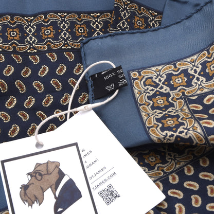 Classic Silk Pocket Square 42.5cm x 42.5cm - Navy Paisley