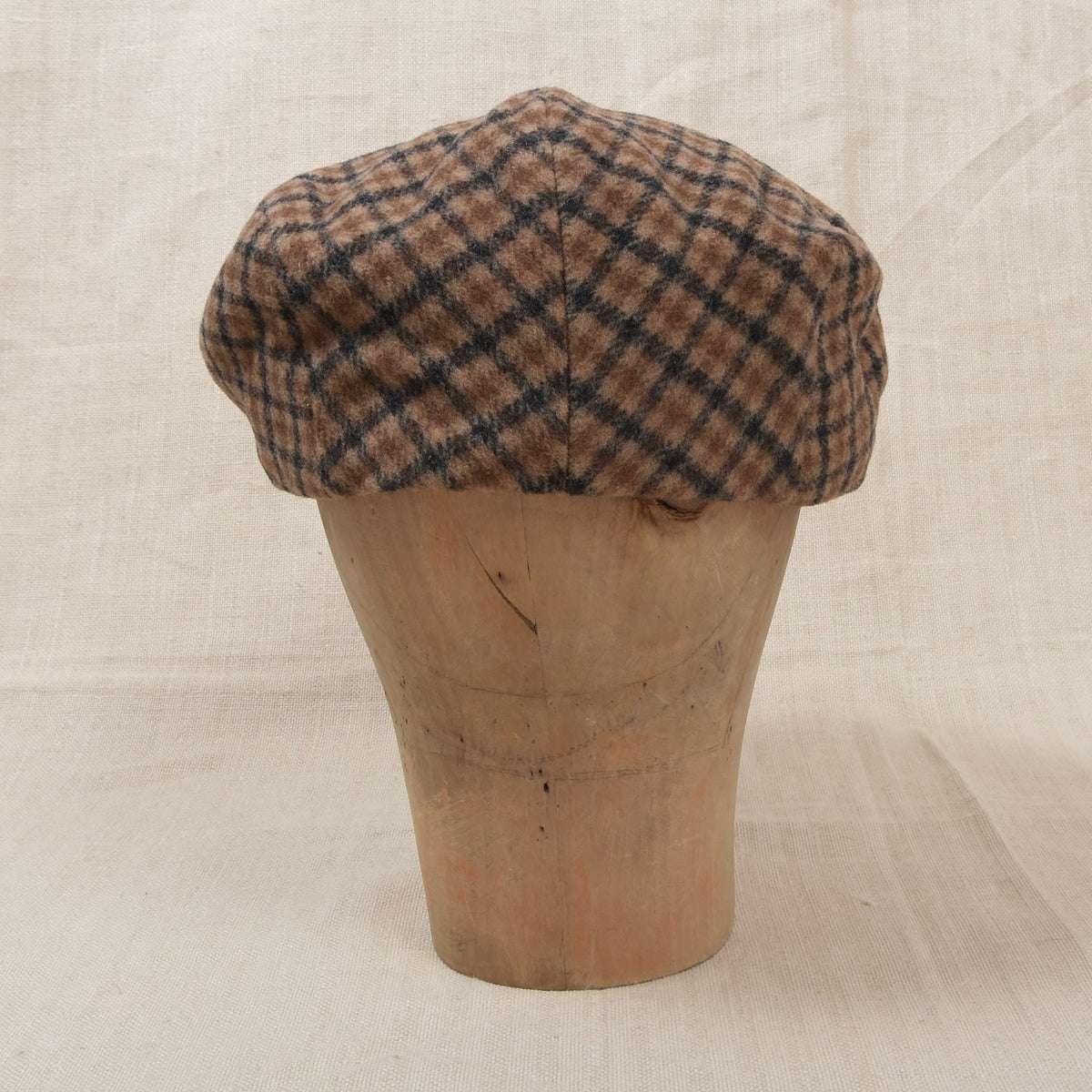 Vintage Kamelhaar-Wolle Schiebermütze Gr. 59 - Plaid
